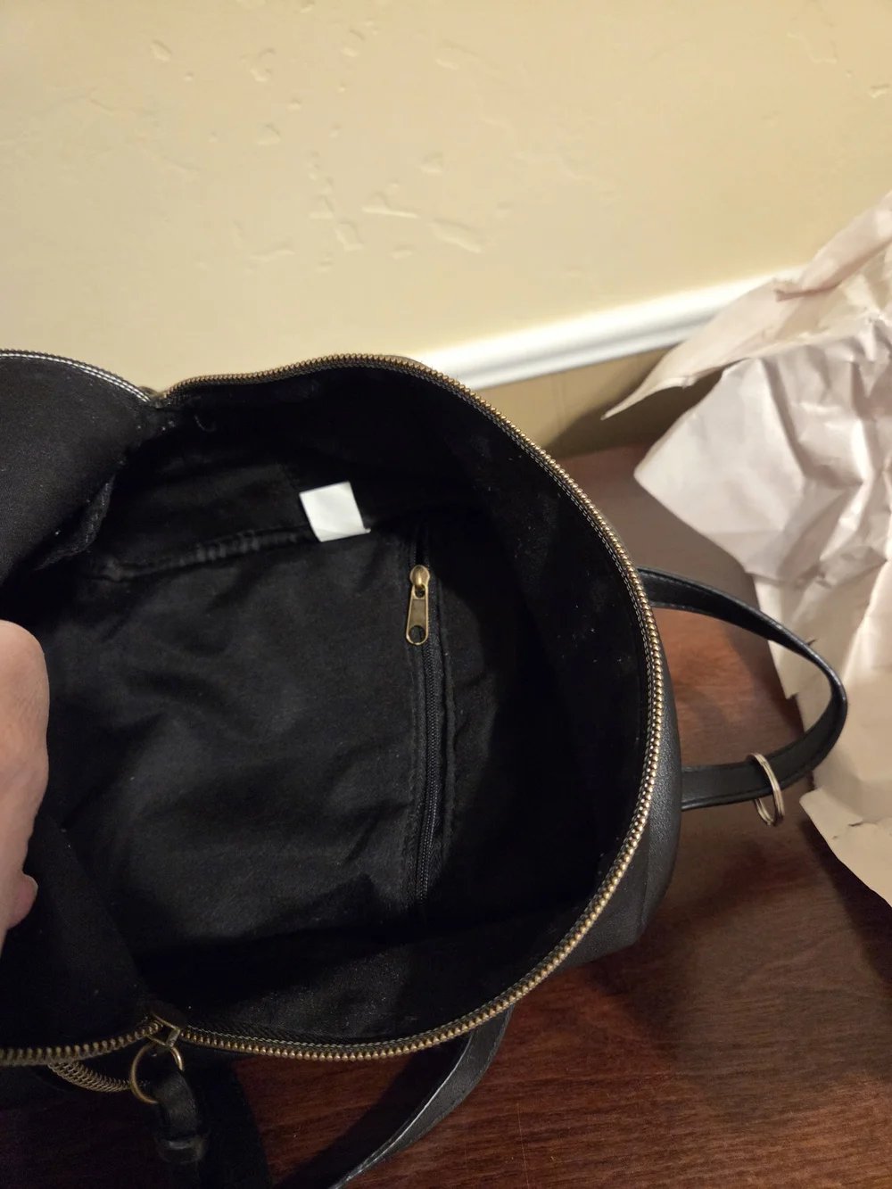 Black Floral Embroidered Mini Backpack